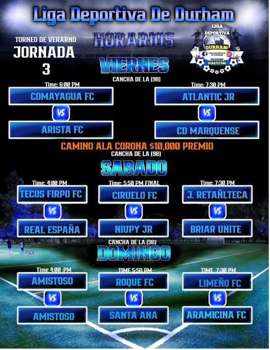 Liga deportiva de Durham Fecha 3 year 2022